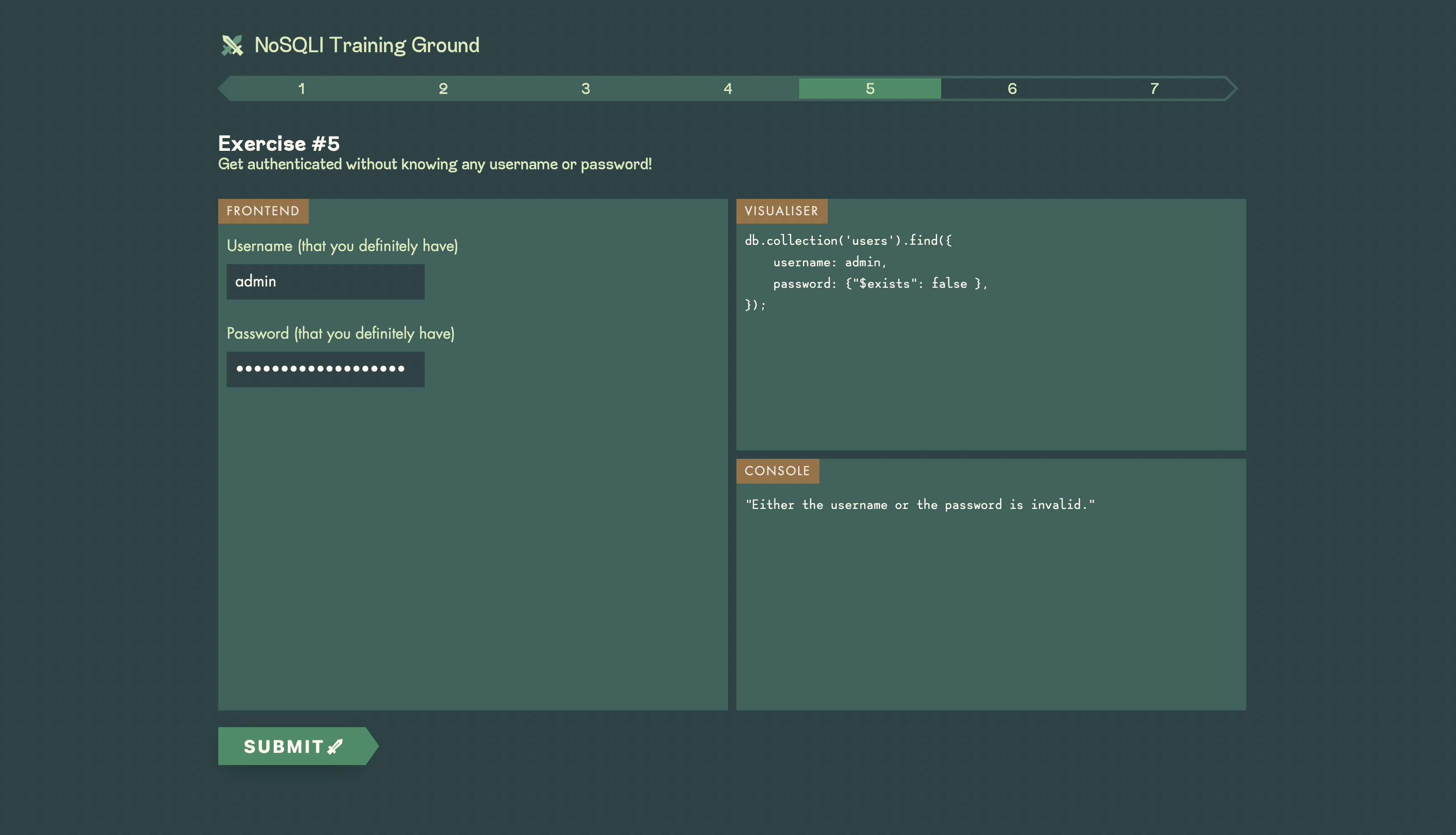 NoSQLI demo:
NoSQLI Training Ground