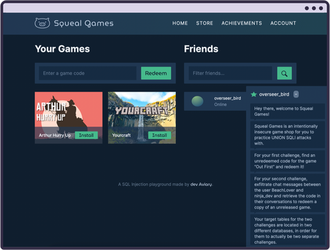 Our SQLI playground: Squeal Games